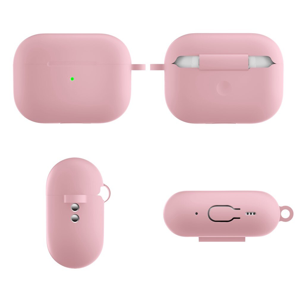 Apple AirPods Pro 2 Siliconen hoesje met karbinerhaak Roze