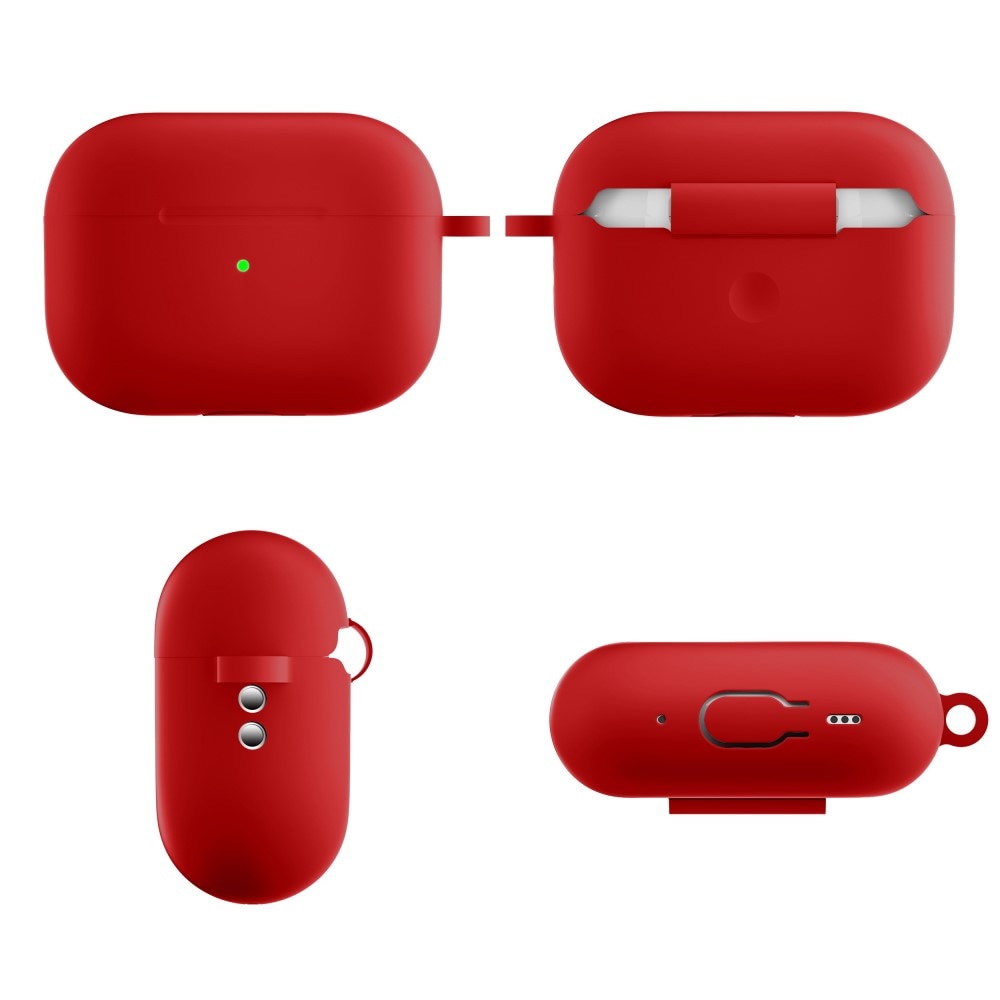 Apple AirPods Pro 2 Siliconen hoesje met karbinerhaak Rood