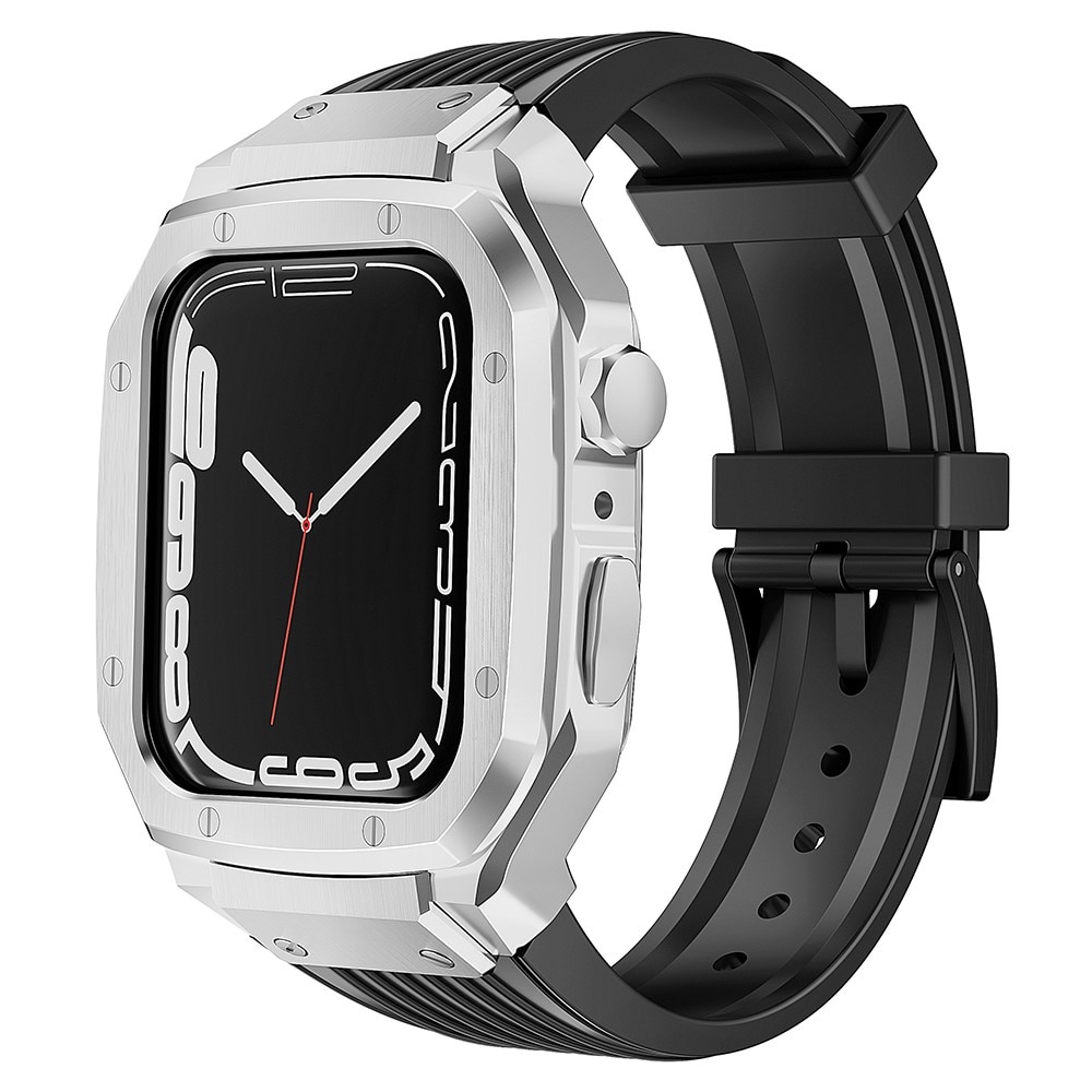 Apple Watch 45mm Series 9 Adventure Metalen Hoesje + Armband zwart/zilver