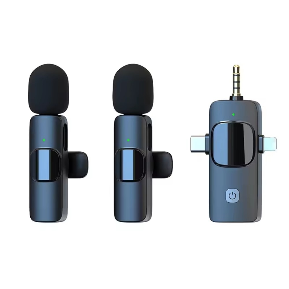 2 Draadloze microfoons met USB-C / Lightning -ontvanger zwart
