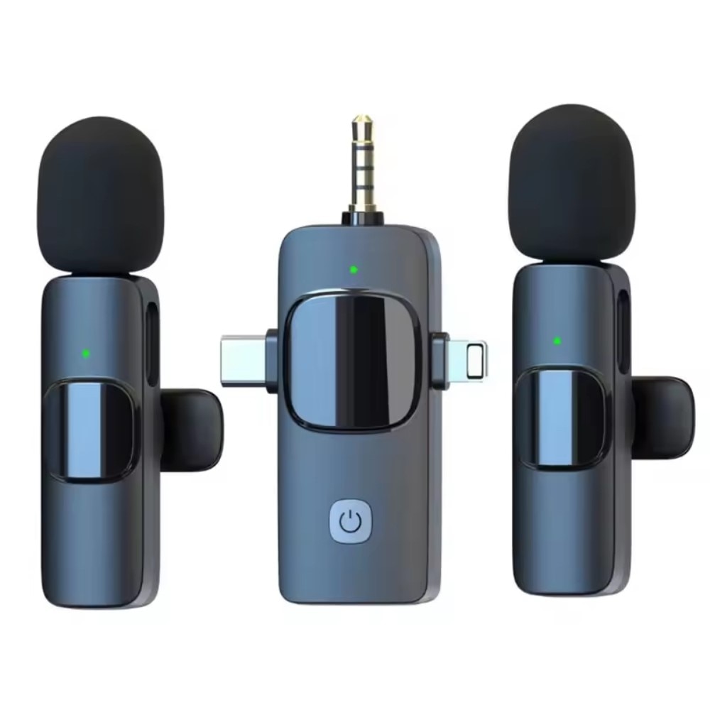 2 Draadloze microfoons met USB-C / Lightning -ontvanger zwart