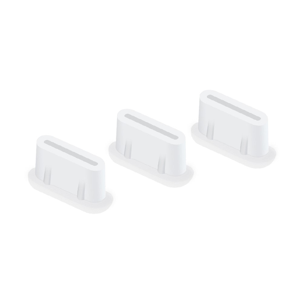 3-pack Dust Plug Siliconen USB-C Wit