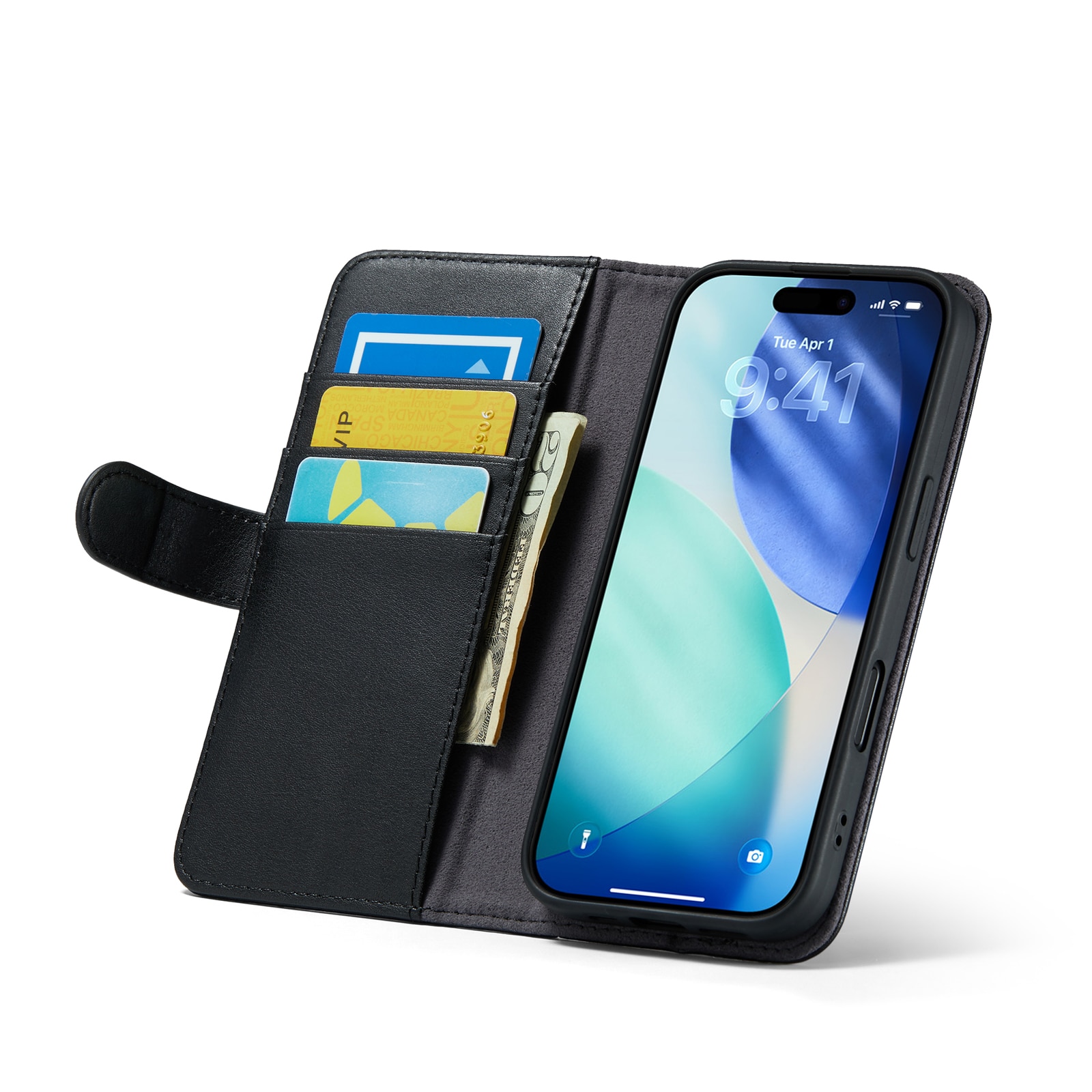 iPhone 17 Echt lederen hoesje Zwart