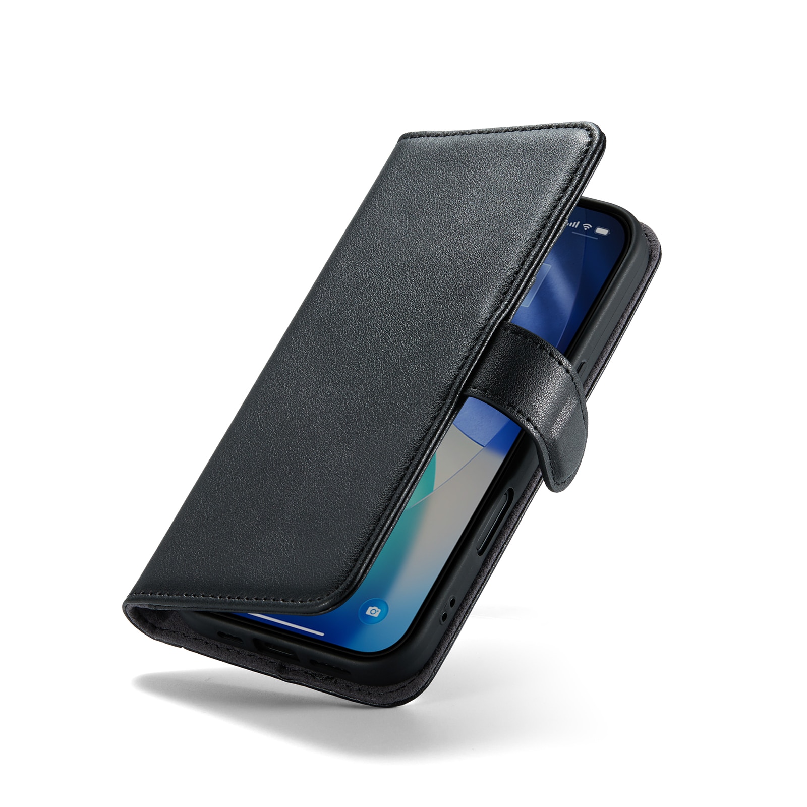 iPhone 17 Echt lederen hoesje Zwart