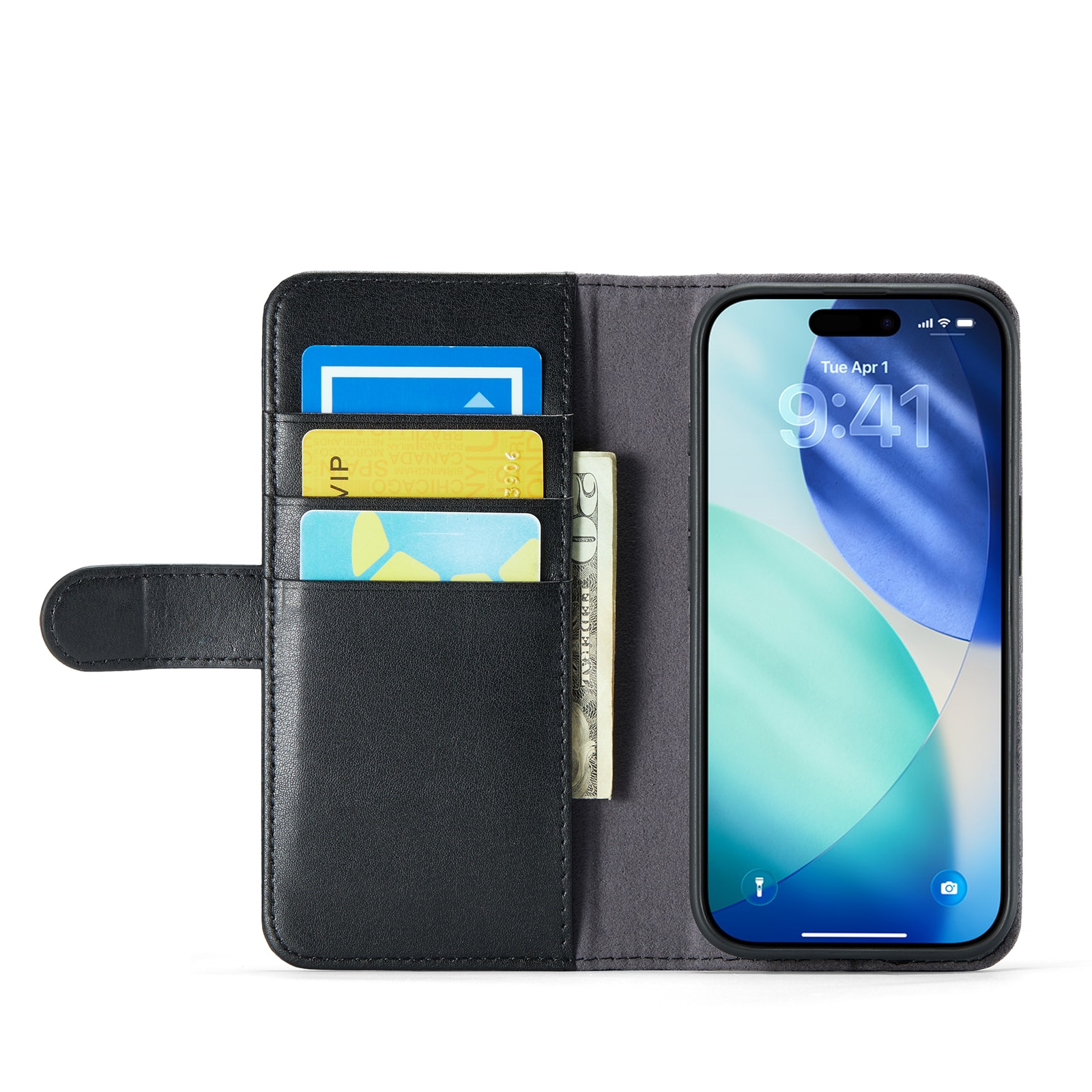 iPhone 17 Echt lederen hoesje Zwart