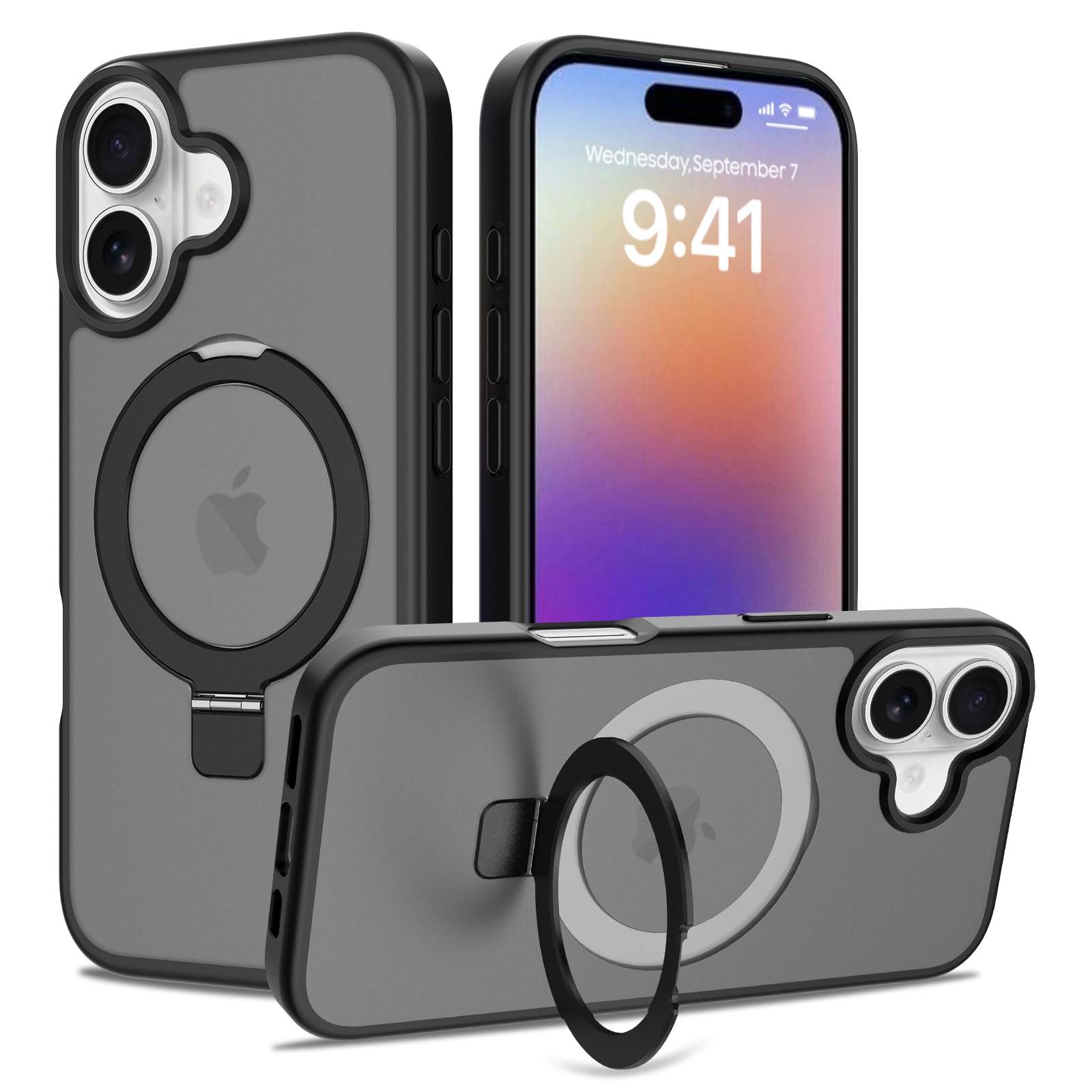 iPhone 17 Hybridcase Magnetic Ring Zwart
