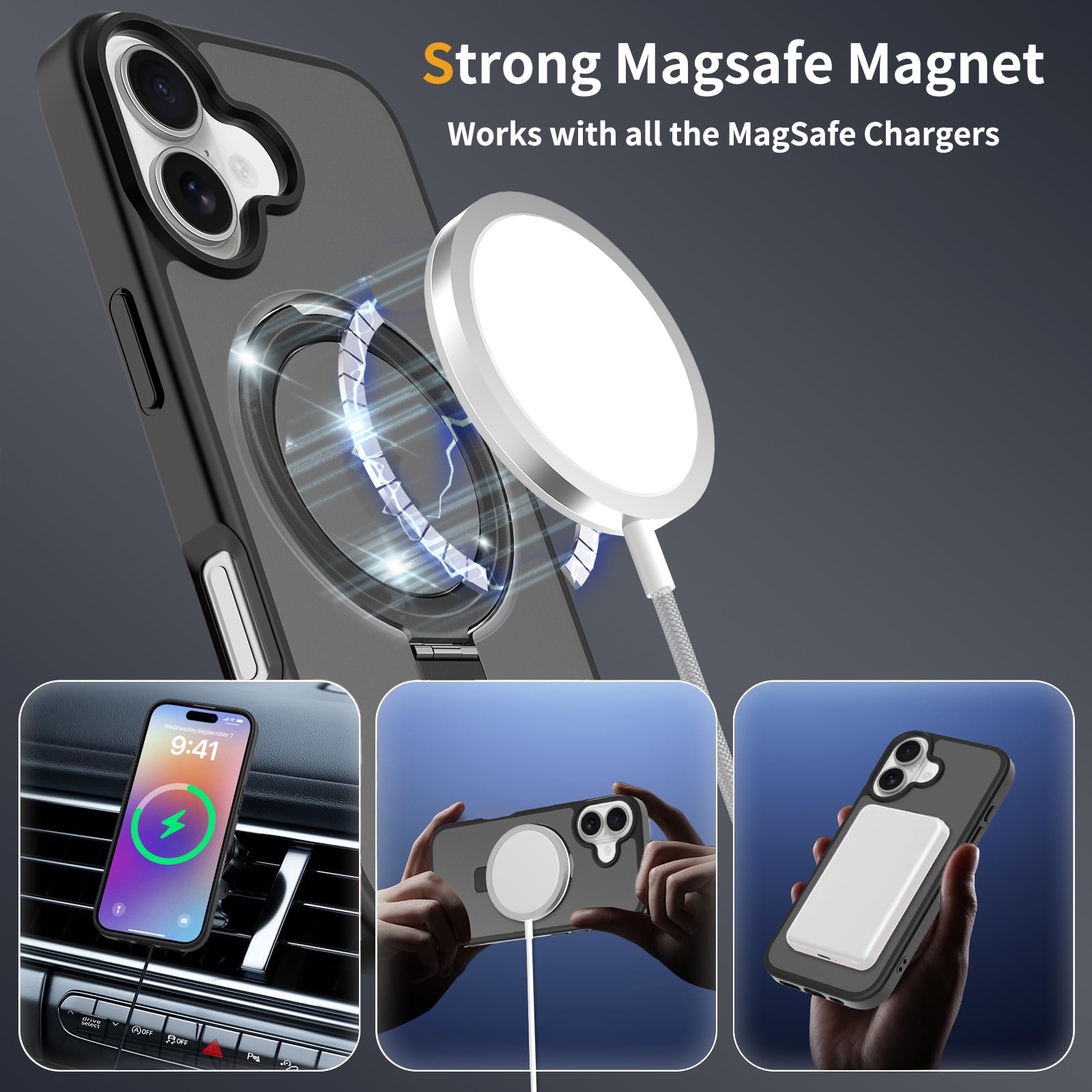 iPhone 17 Hybridcase Magnetic Ring Zwart