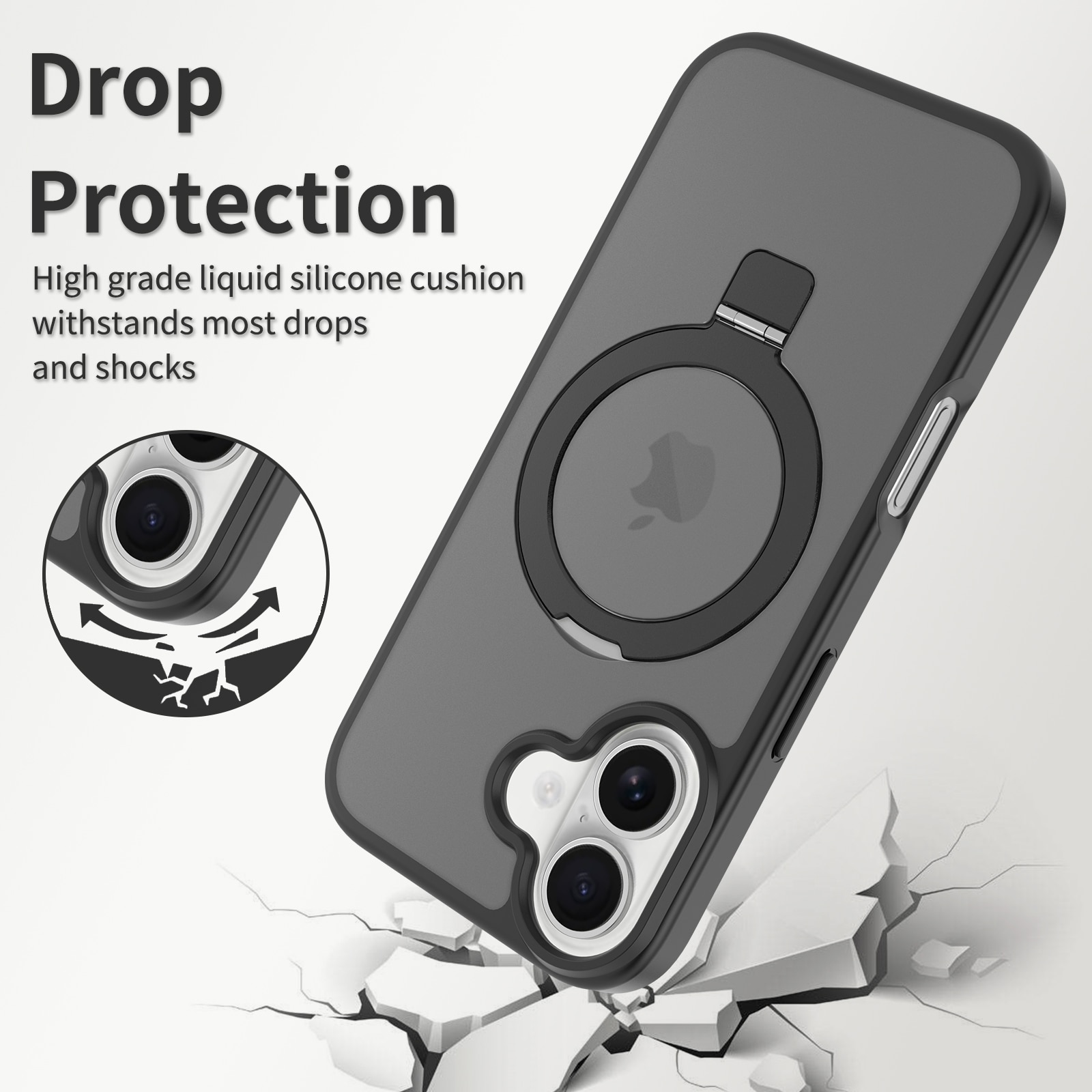 iPhone 17 Hybridcase Magnetic Ring Zwart