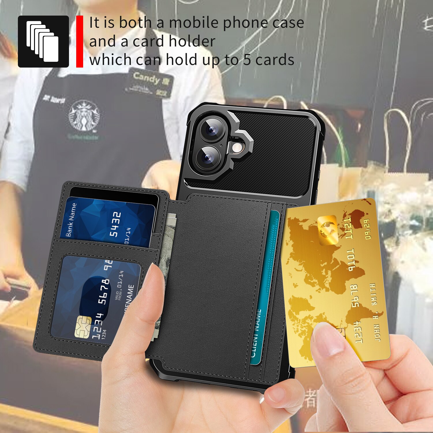iPhone 17 Tough Multi-slot Hoesje Zwart