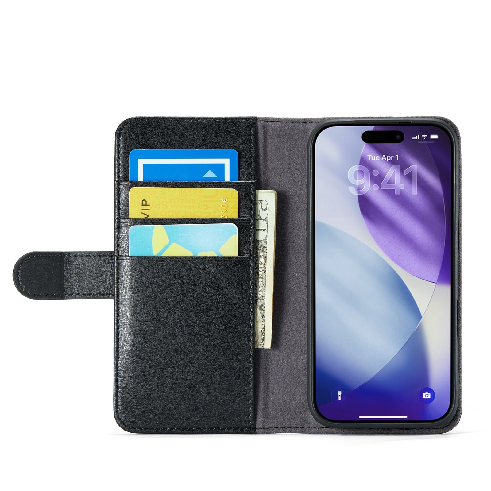 iPhone 17 Pro Max Echt lederen hoesje Zwart