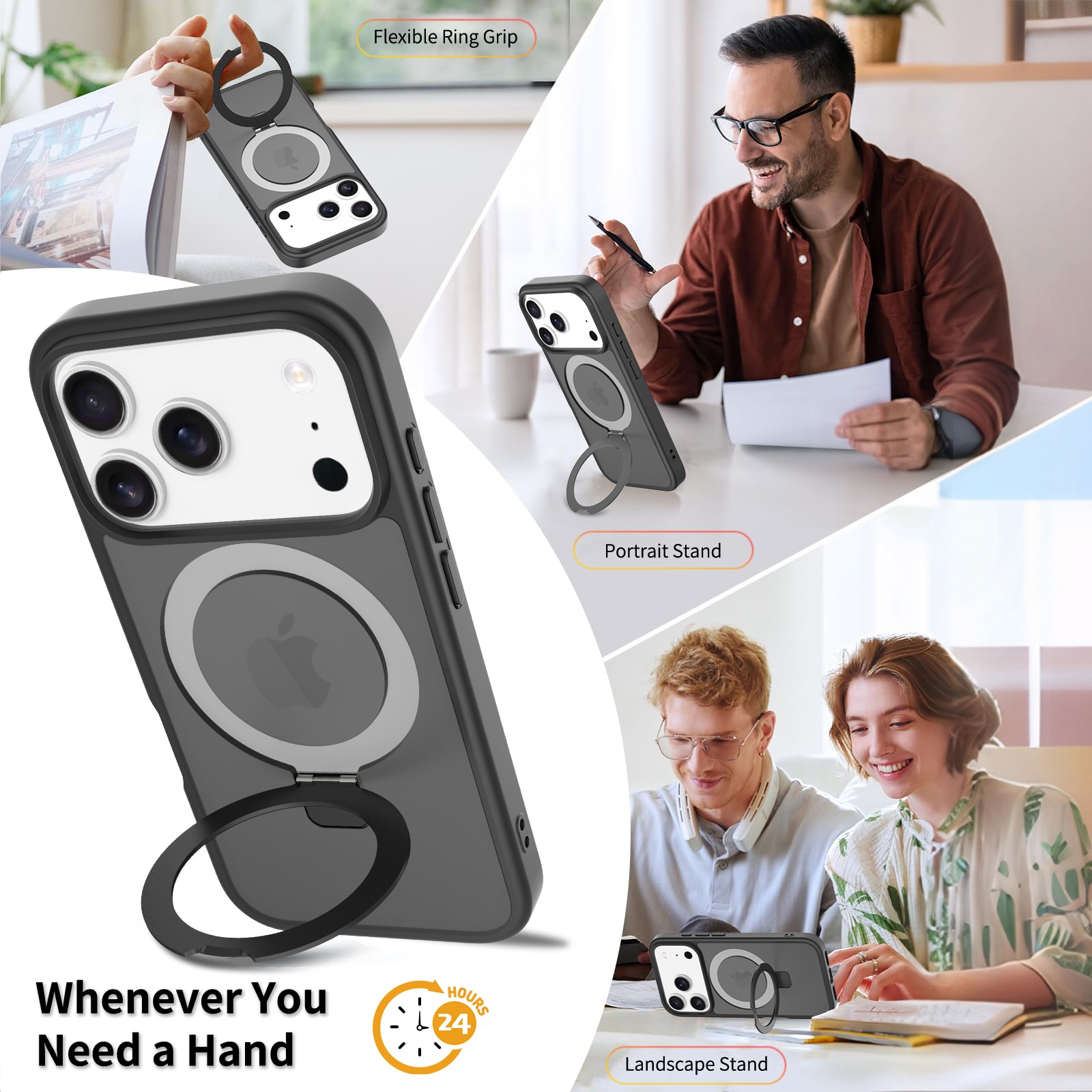 iPhone 17 Pro Max Hybridcase Magnetic Ring Zwart