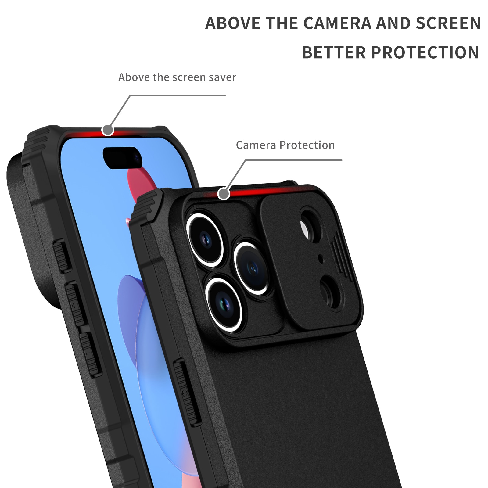 iPhone 17 Pro Max Kickstand Hoesje met Camera Protector Zwart
