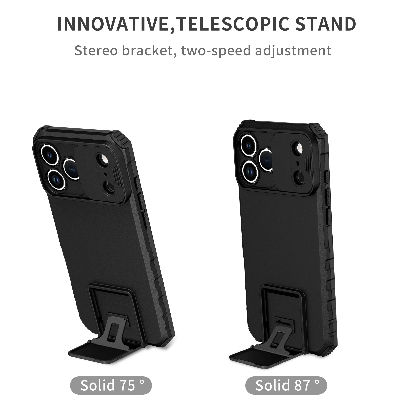 iPhone 17 Pro Max Kickstand Hoesje met Camera Protector Zwart