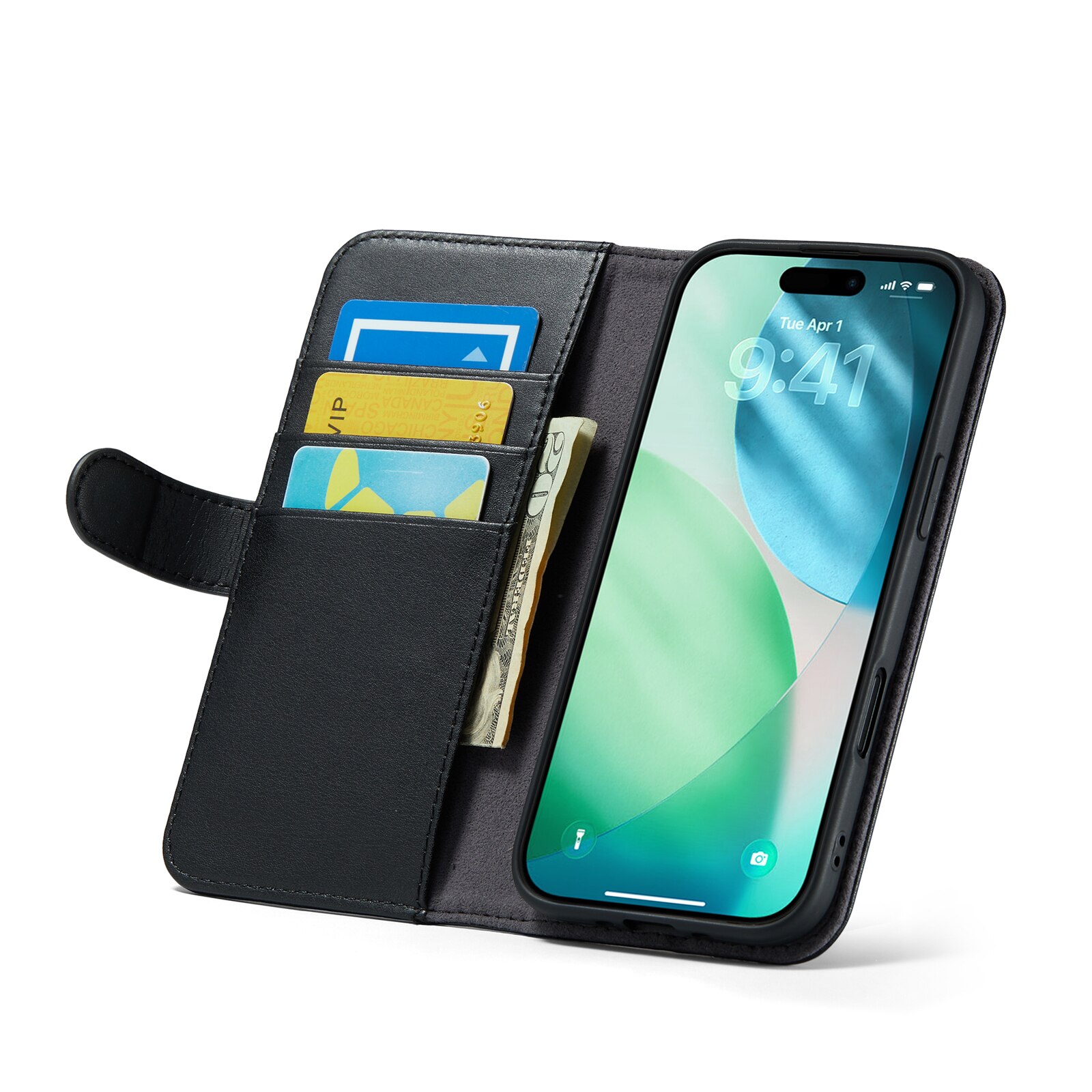 iPhone 17 Air Echt lederen hoesje Zwart