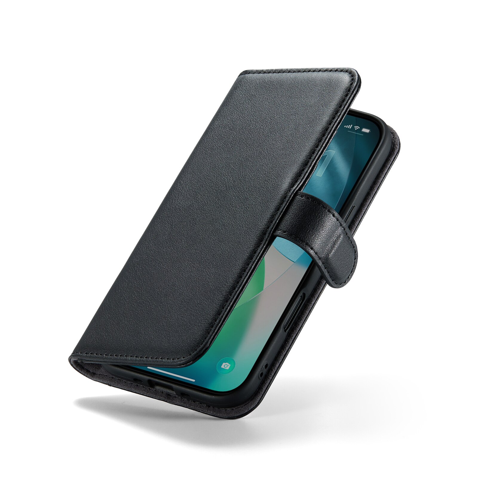 iPhone 17 Air Echt lederen hoesje Zwart