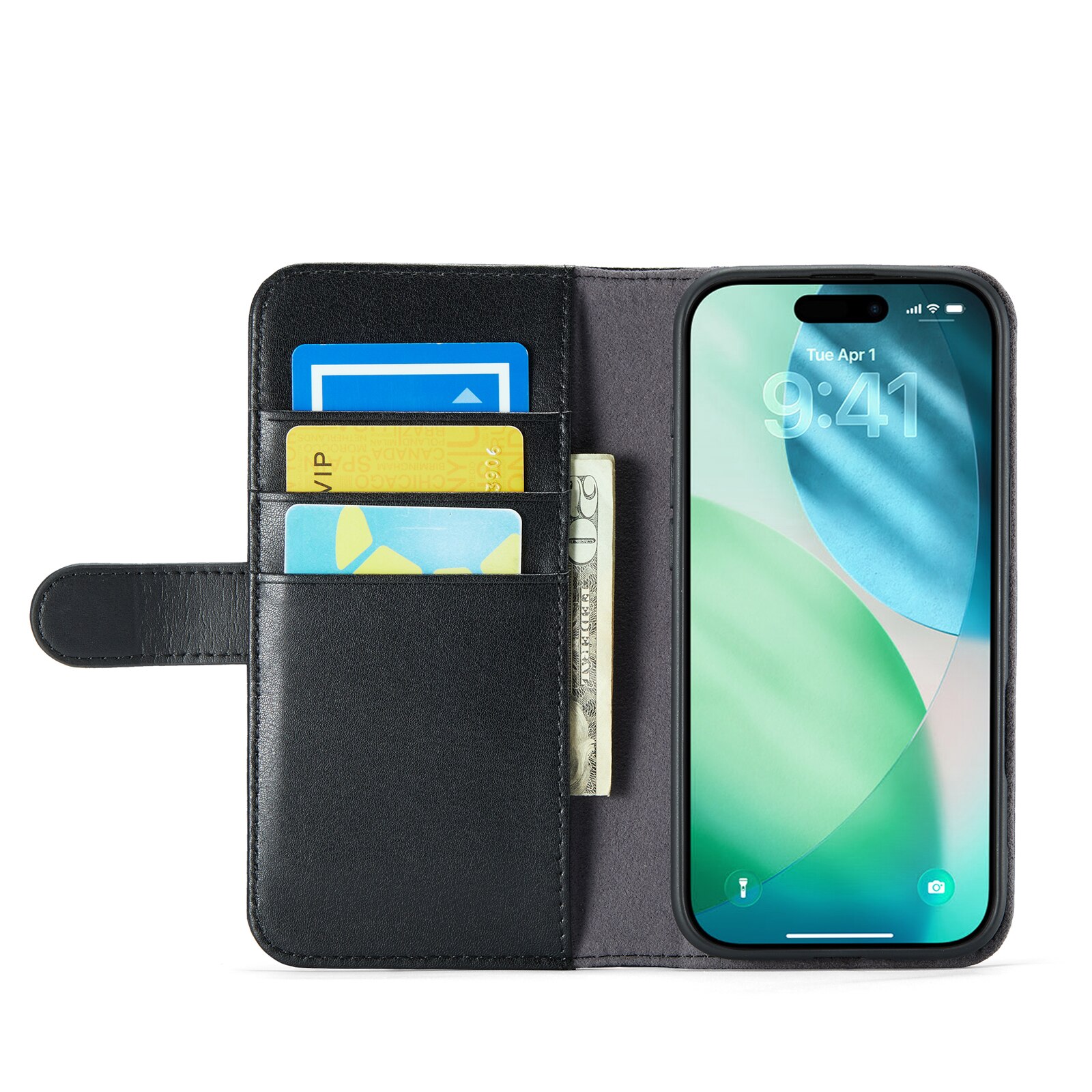 iPhone 17 Air Echt lederen hoesje Zwart