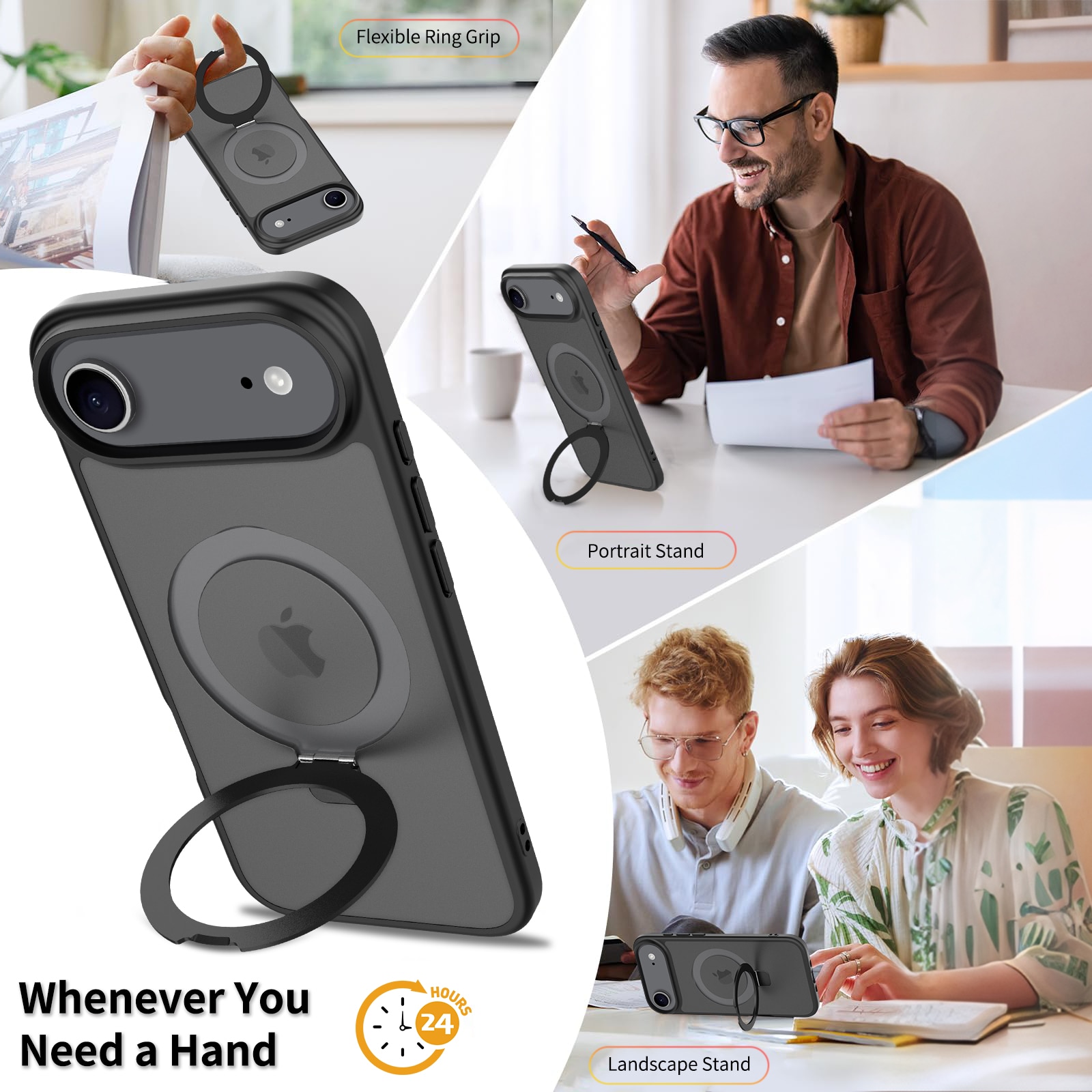 iPhone 17 Air Hybridcase Magnetic Ring Zwart