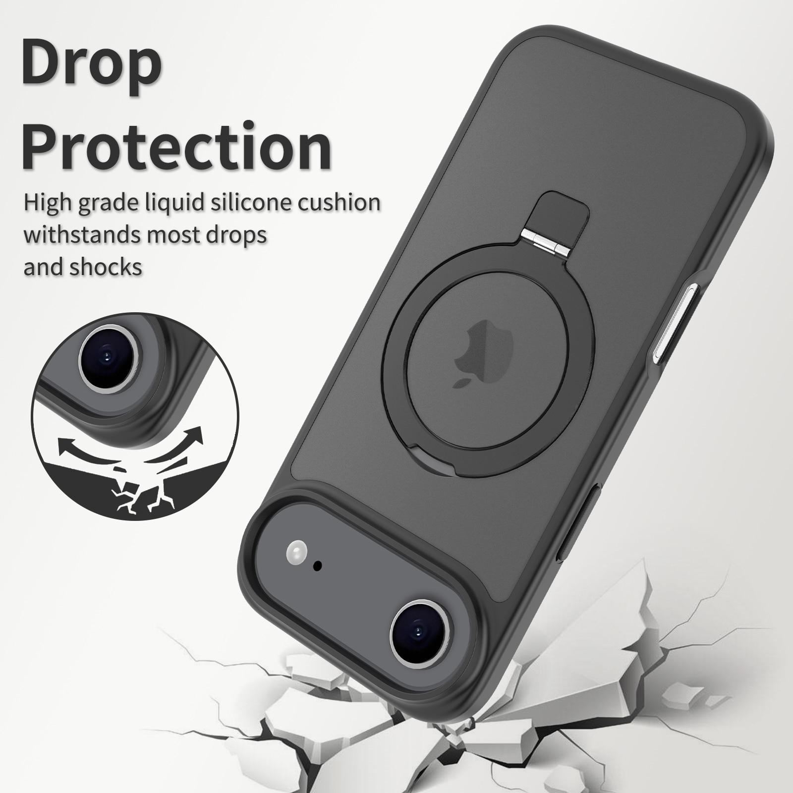 iPhone 17 Air Hybridcase Magnetic Ring Zwart
