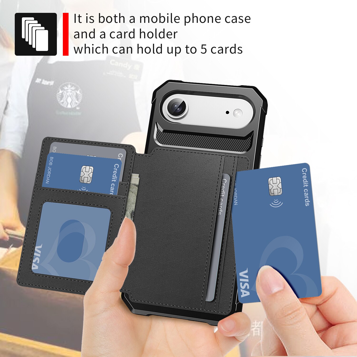 iPhone Air Tough Multi-slot Hoesje Zwart