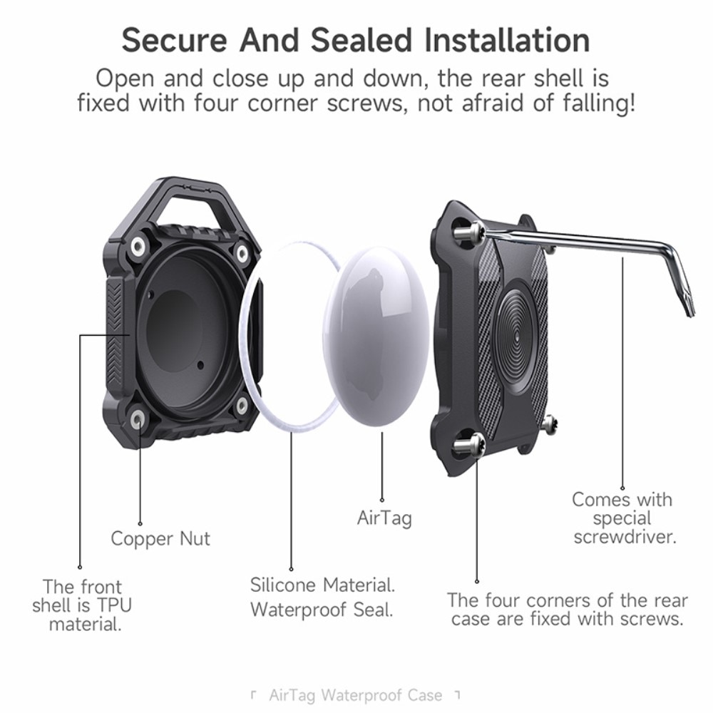 AirTag Waterbestendig Case zwart
