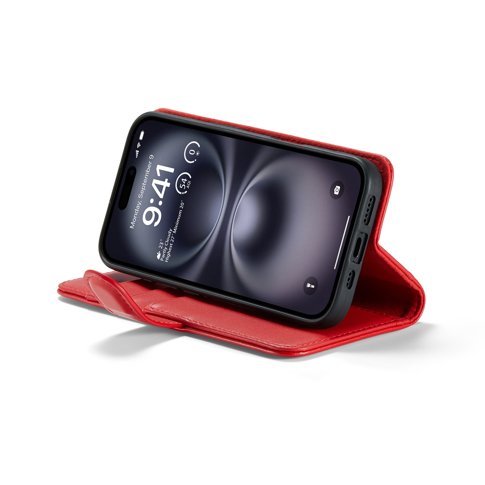 iPhone 16 Echt lederen hoesje Rood
