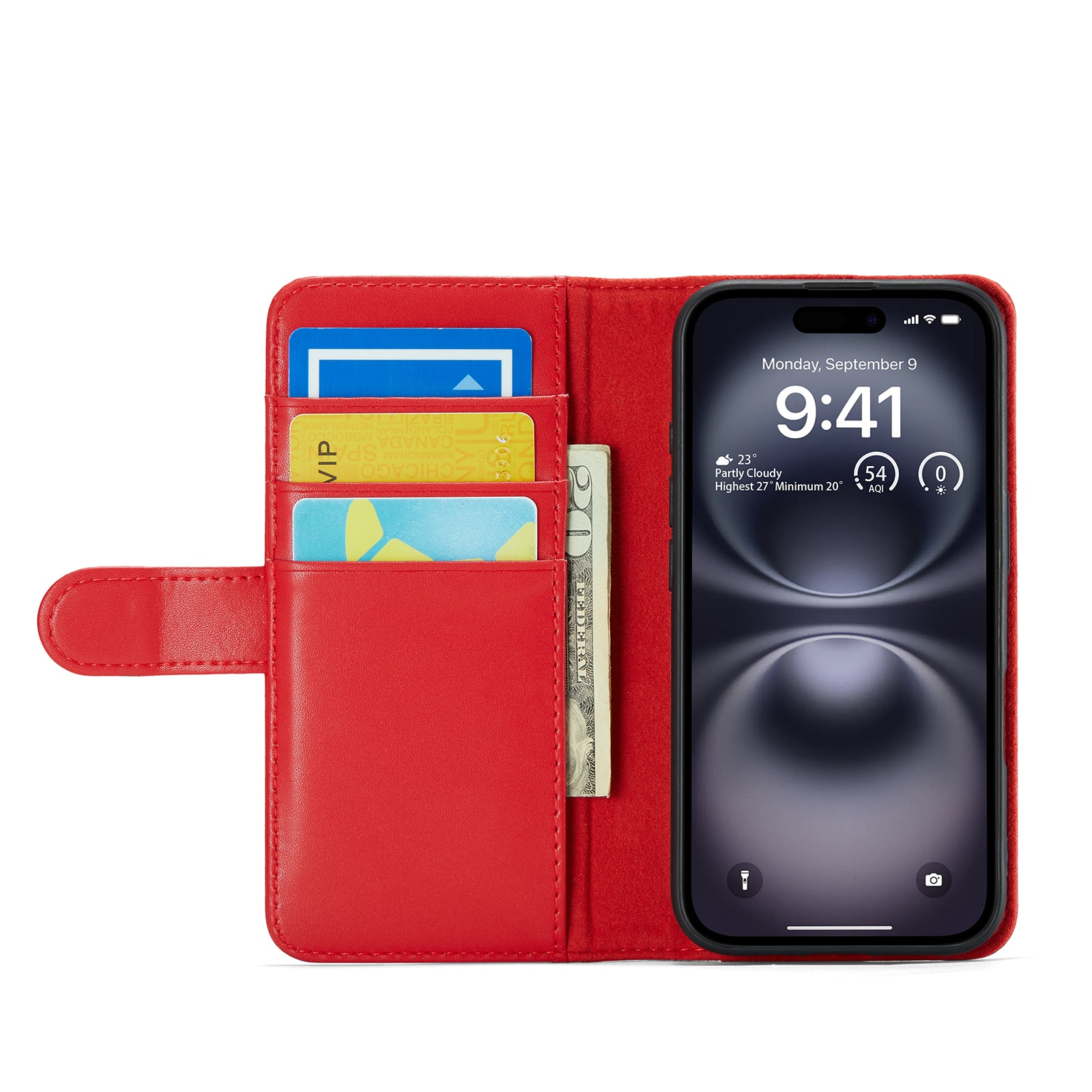 iPhone 16 Echt lederen hoesje Rood
