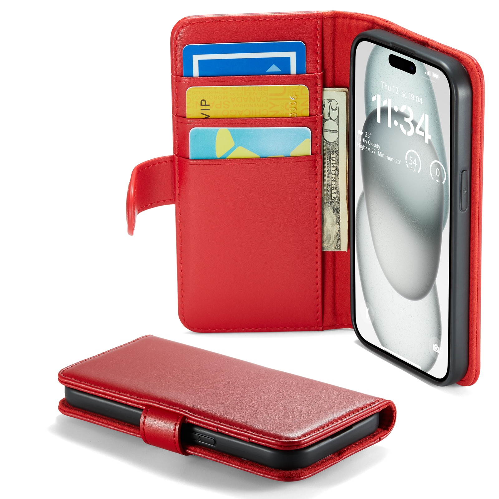 iPhone 13 Echt lederen hoesje Rood