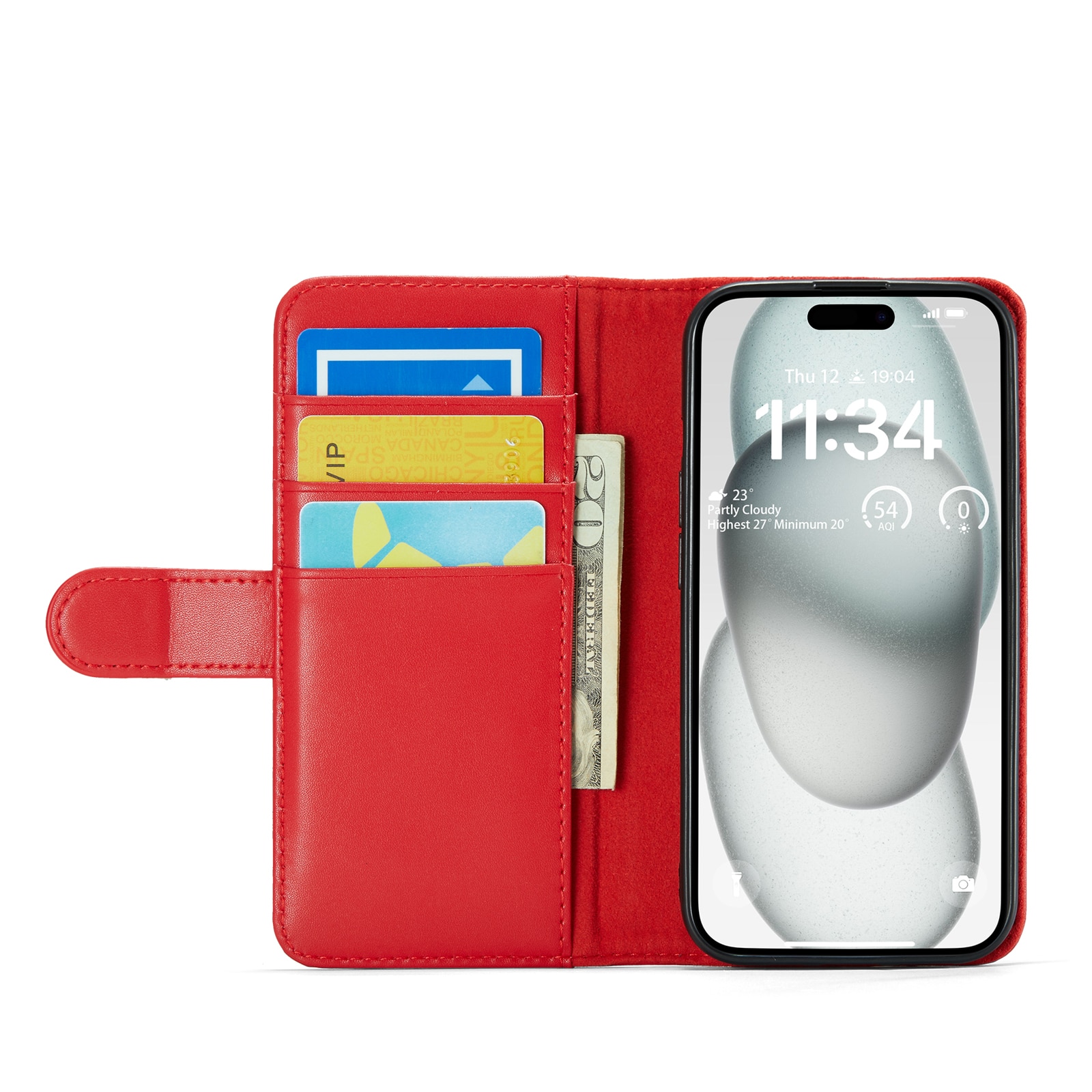 iPhone 13 Echt lederen hoesje Rood
