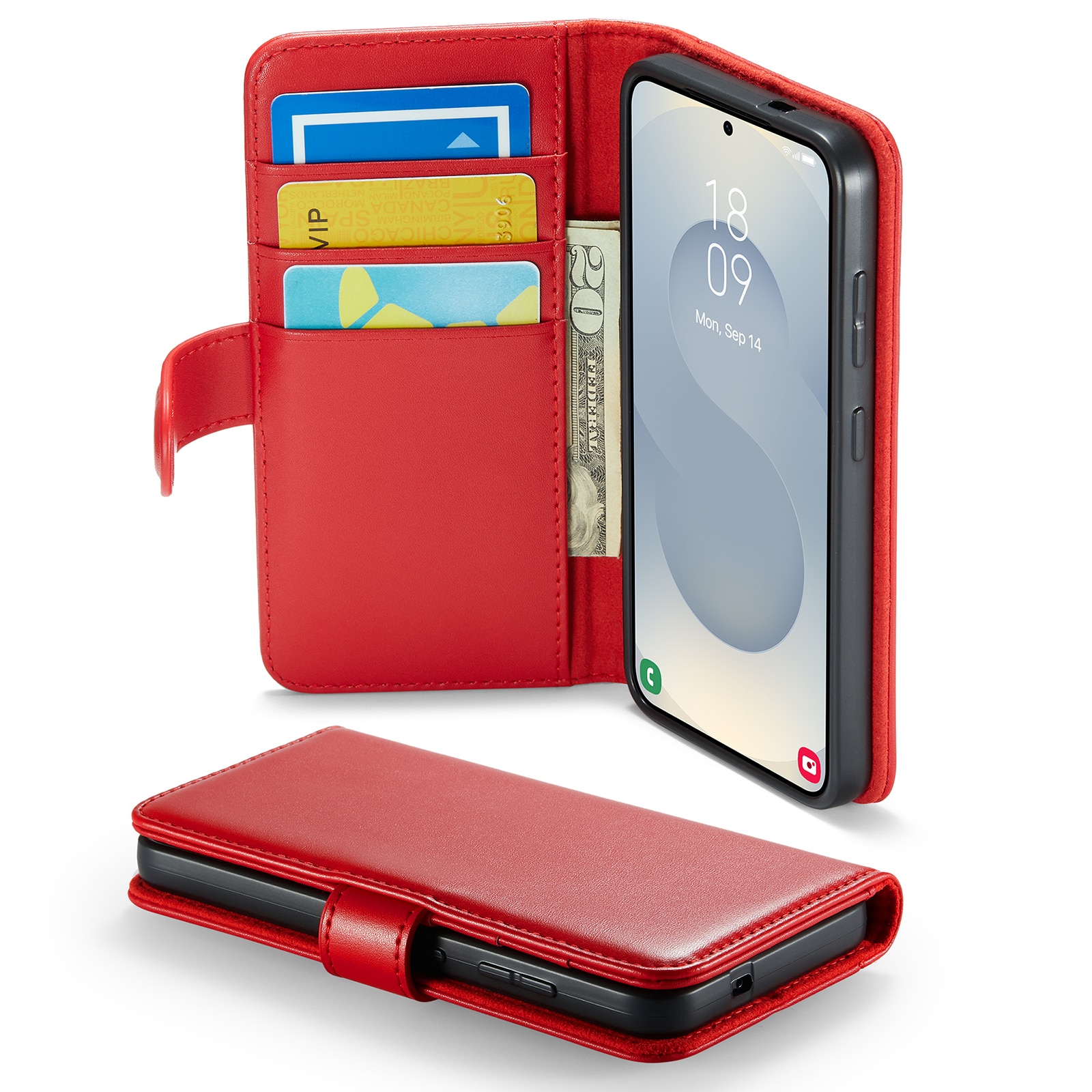 Samsung Galaxy S25 FE Echt lederen hoesje Rood