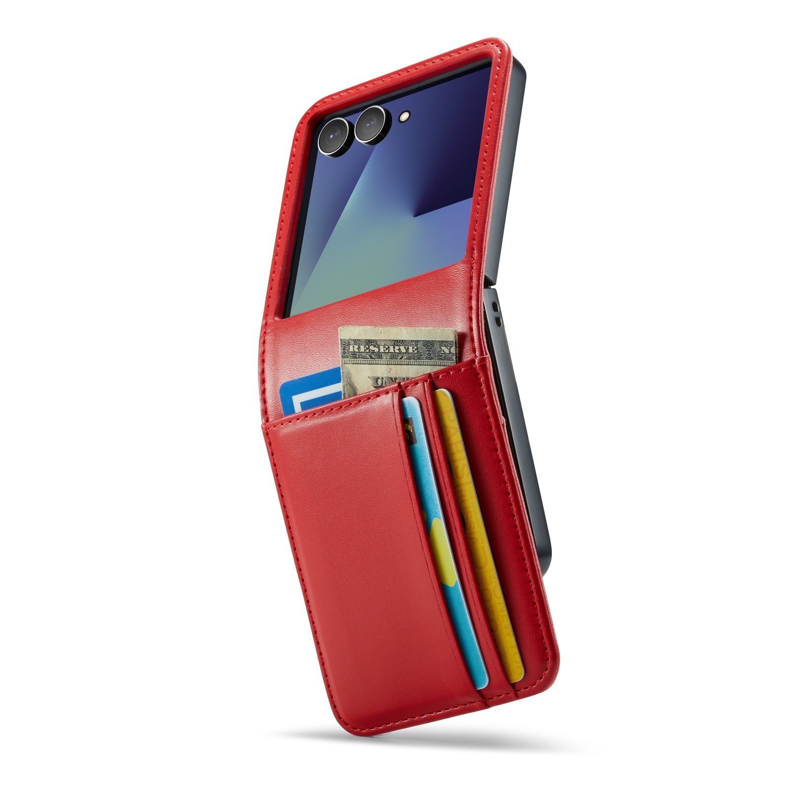 Samsung Galaxy Z Flip 7 Echt lederen hoesje Rood