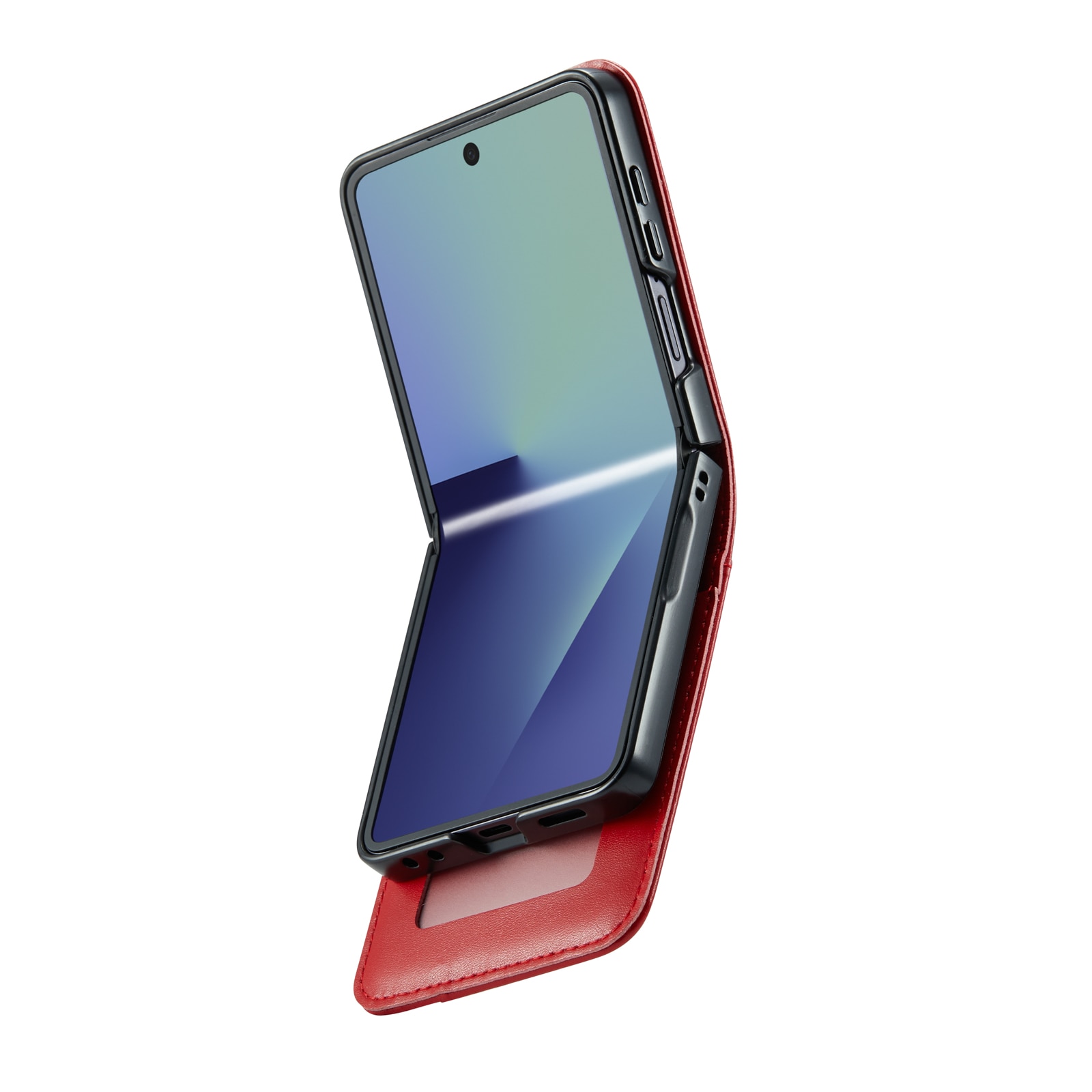 Samsung Galaxy Z Flip 7 Echt lederen hoesje Rood