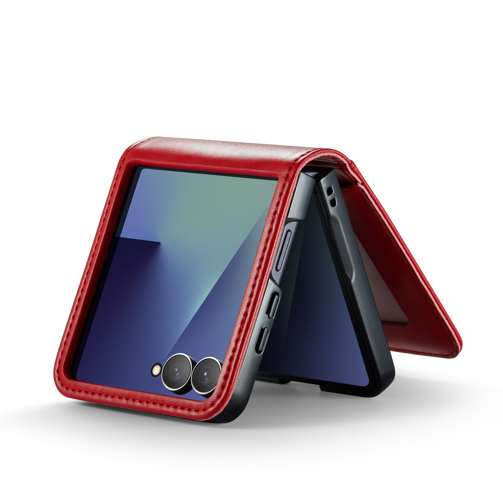 Samsung Galaxy Z Flip 7 Echt lederen hoesje Rood