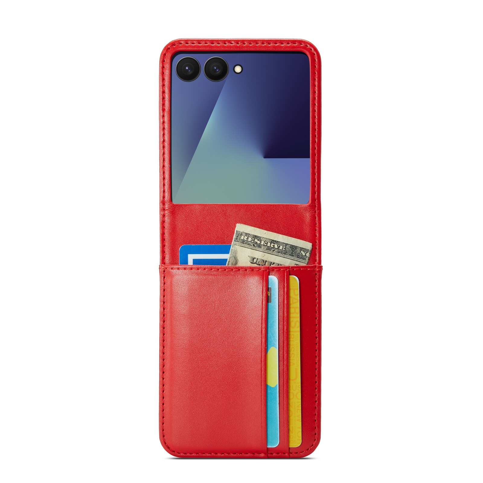Samsung Galaxy Z Flip 7 Echt lederen hoesje Rood