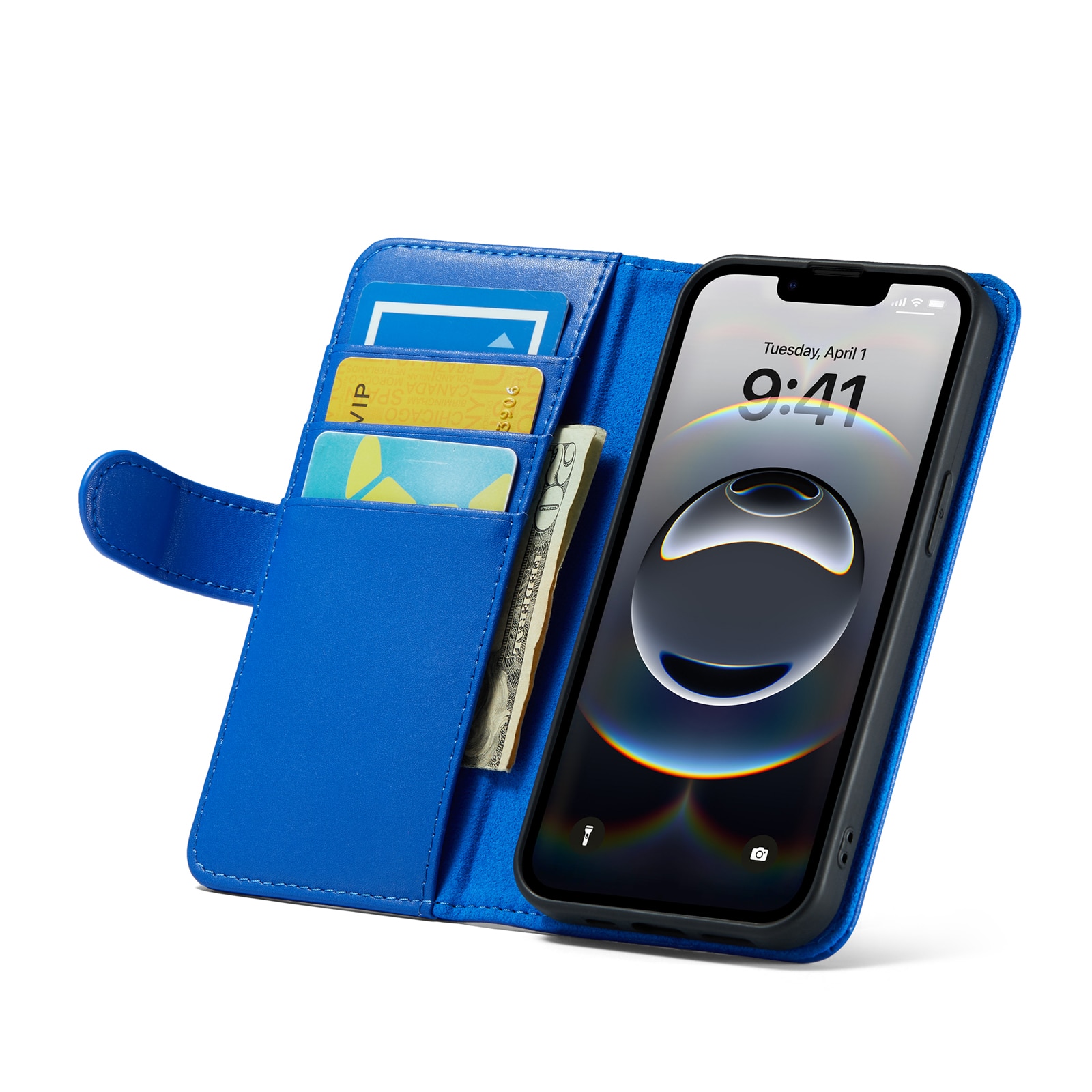iPhone 12/iPhone 12 Pro Echt lederen hoesje Blauw