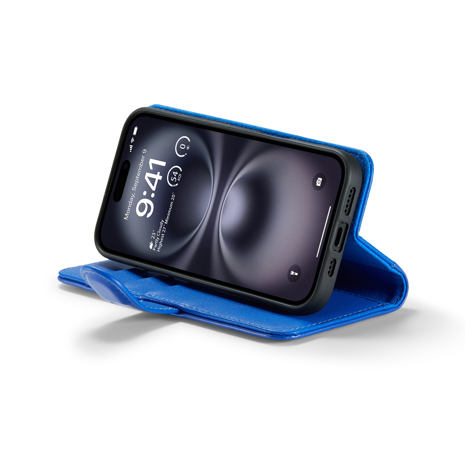 iPhone 16 Echt lederen hoesje Blauw