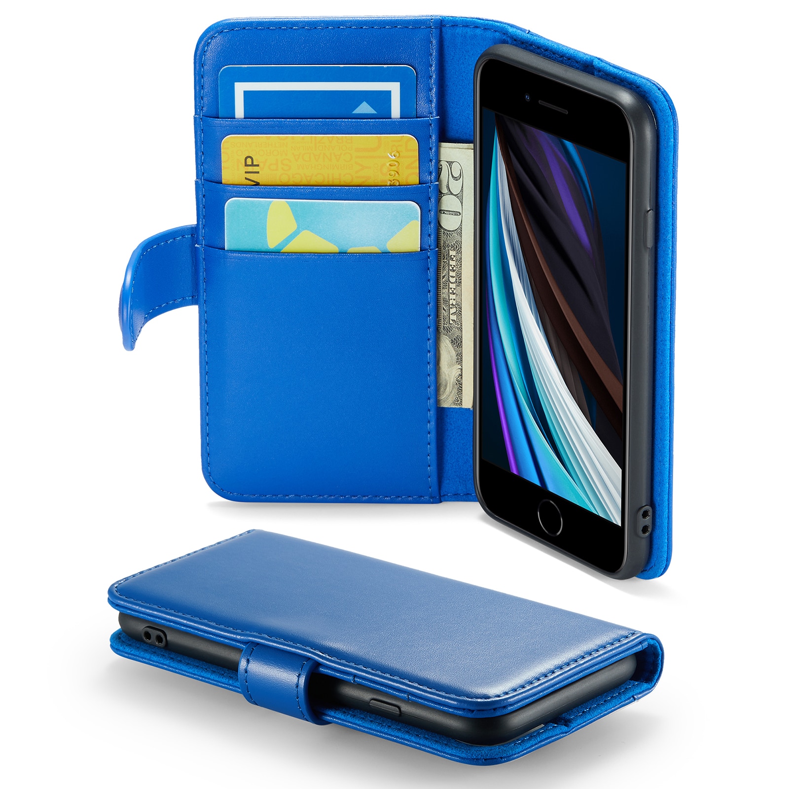 iPhone 8 Echt lederen hoesje Blauw