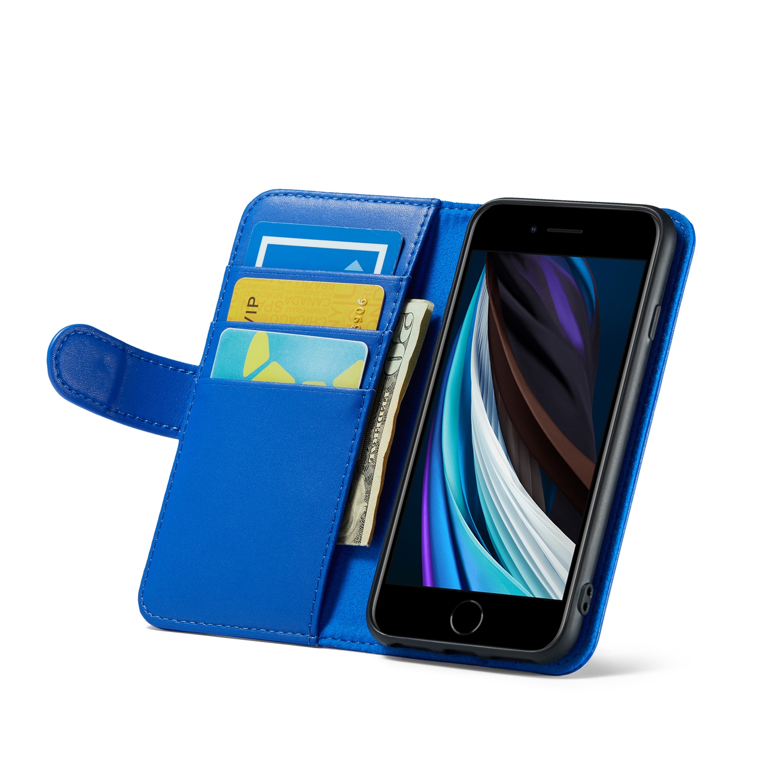 iPhone 8 Echt lederen hoesje Blauw