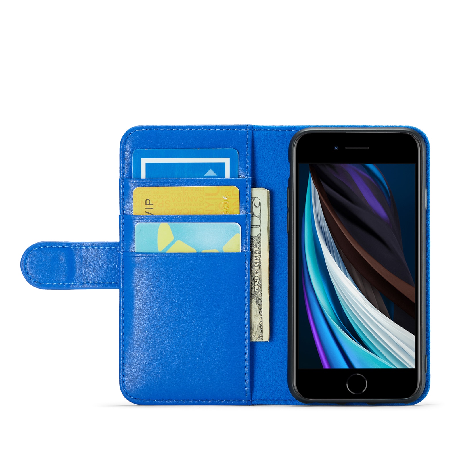 iPhone 8 Echt lederen hoesje Blauw