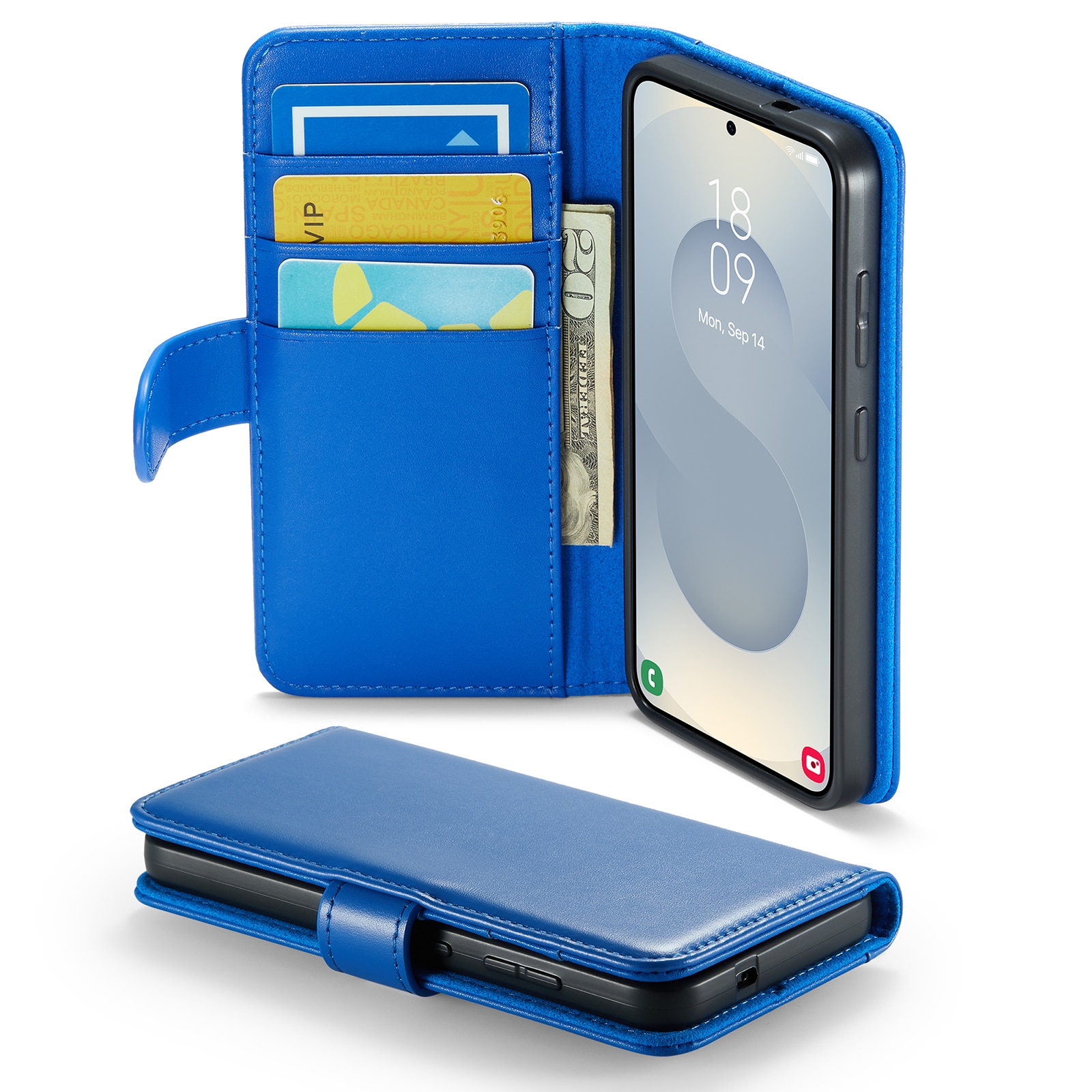 Samsung Galaxy S25 FE Echt lederen hoesje Blauw