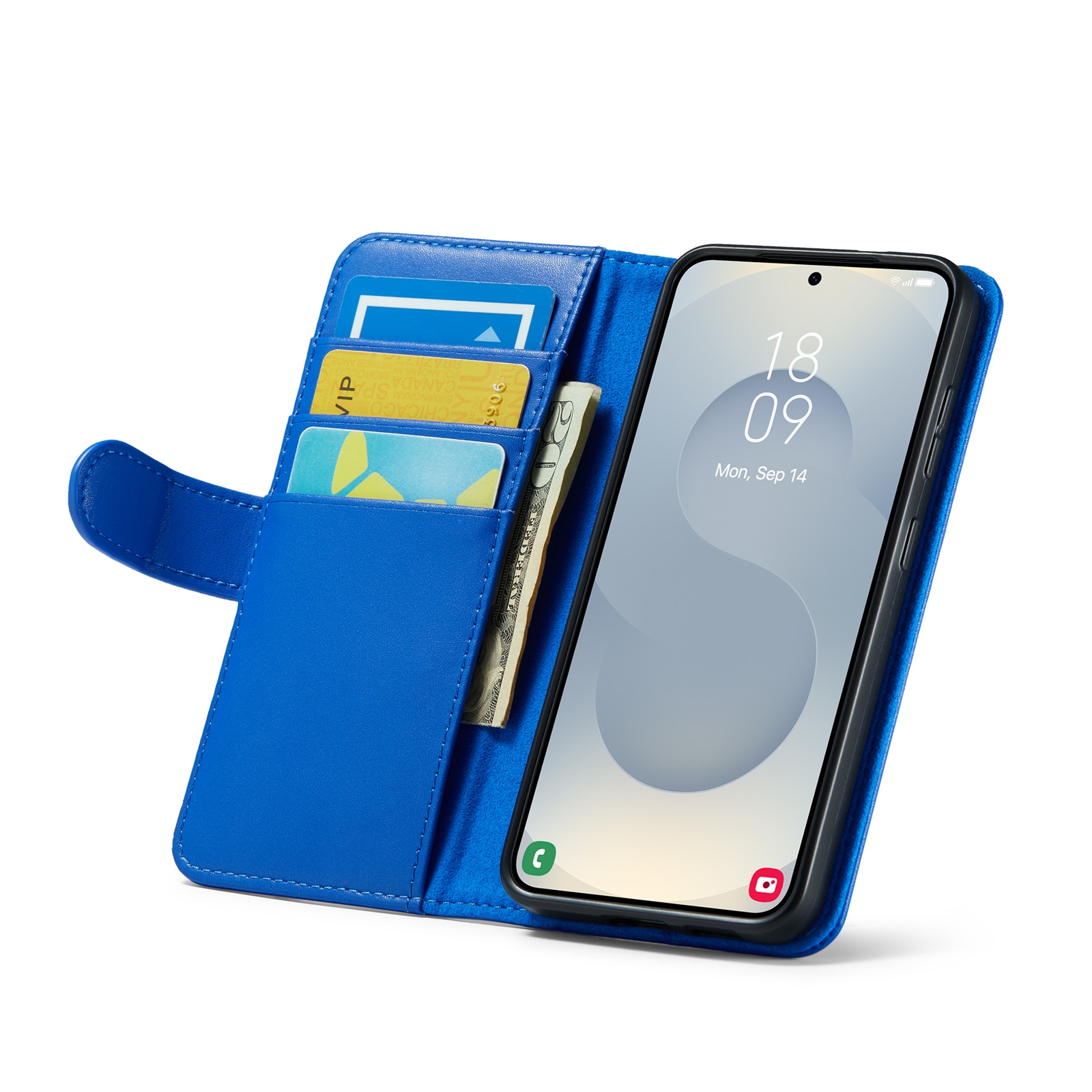 Samsung Galaxy S25 FE Echt lederen hoesje Blauw
