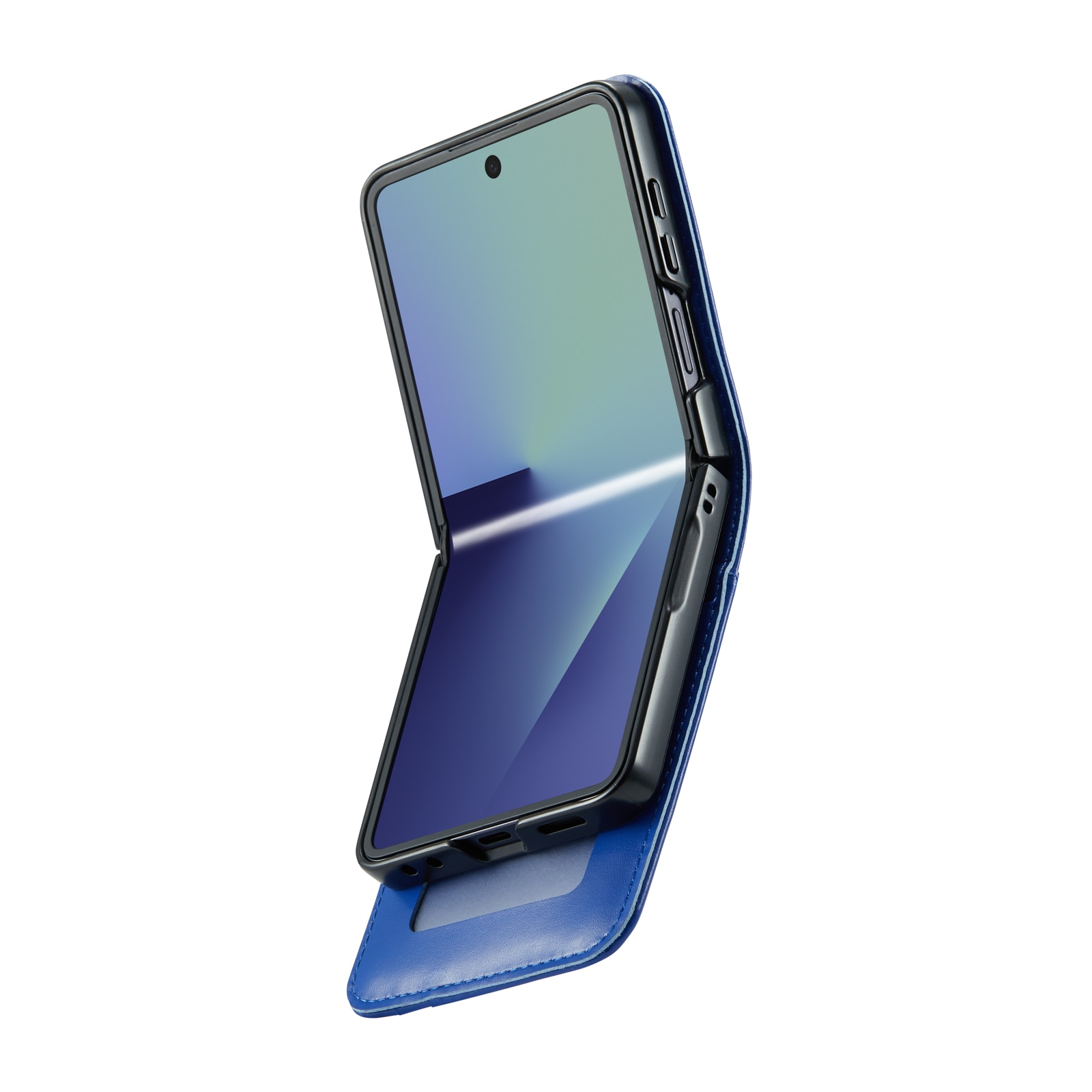 Samsung Galaxy Z Flip 7 Echt lederen hoesje Blauw