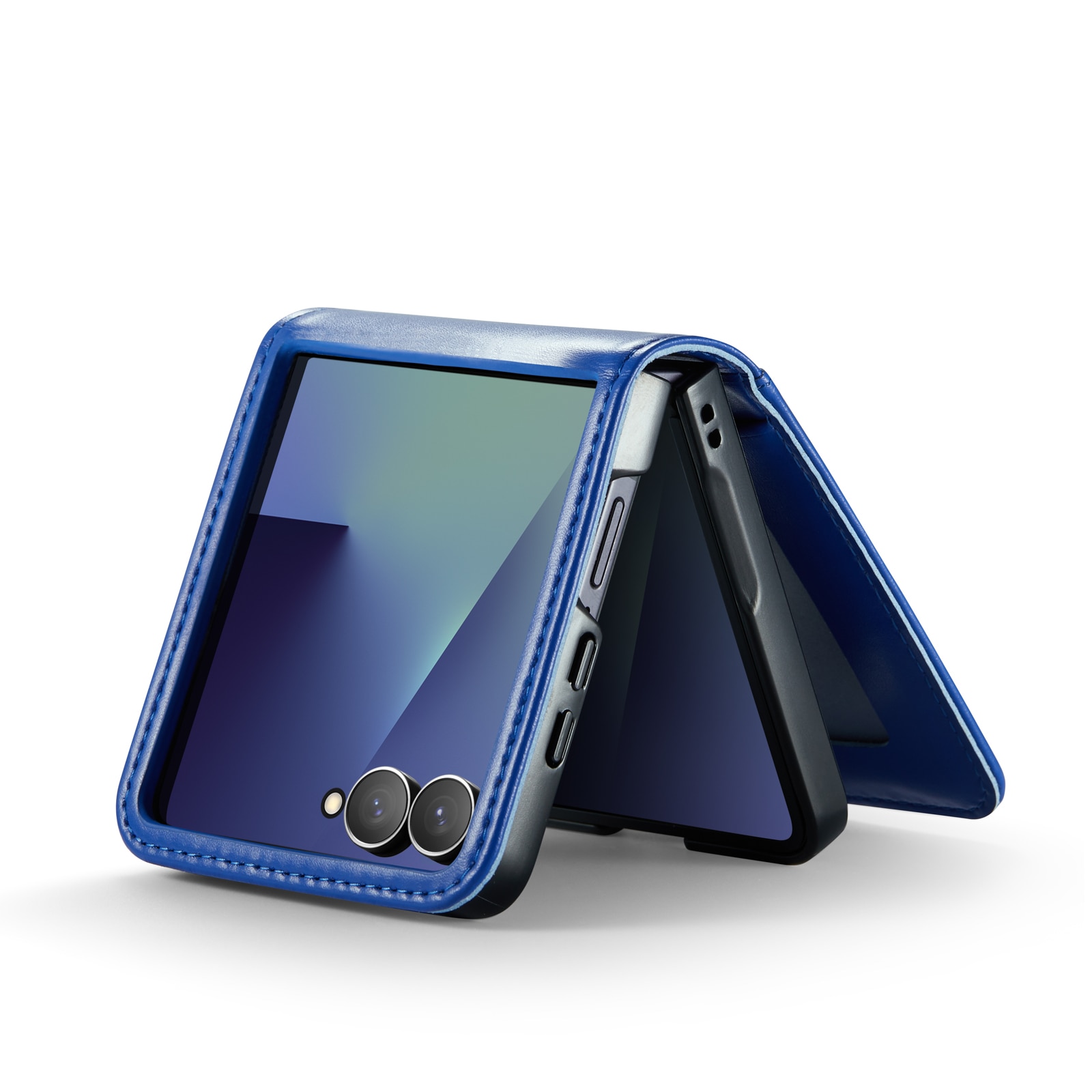 Samsung Galaxy Z Flip 7 Echt lederen hoesje Blauw