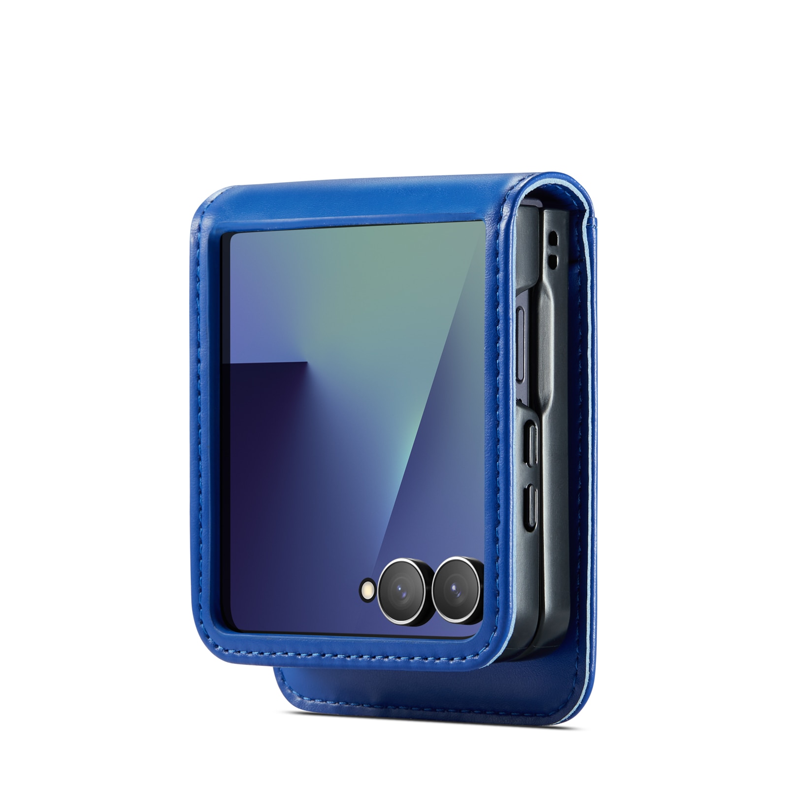 Samsung Galaxy Z Flip 7 Echt lederen hoesje Blauw