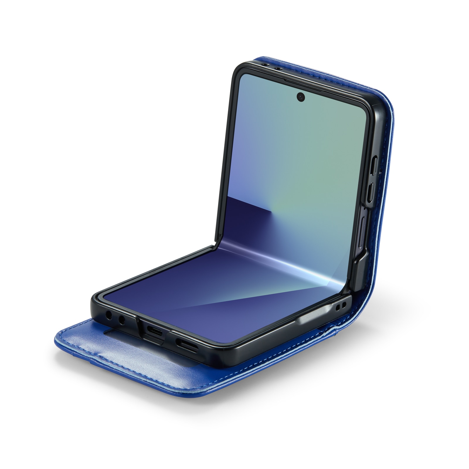 Samsung Galaxy Z Flip 7 Echt lederen hoesje Blauw