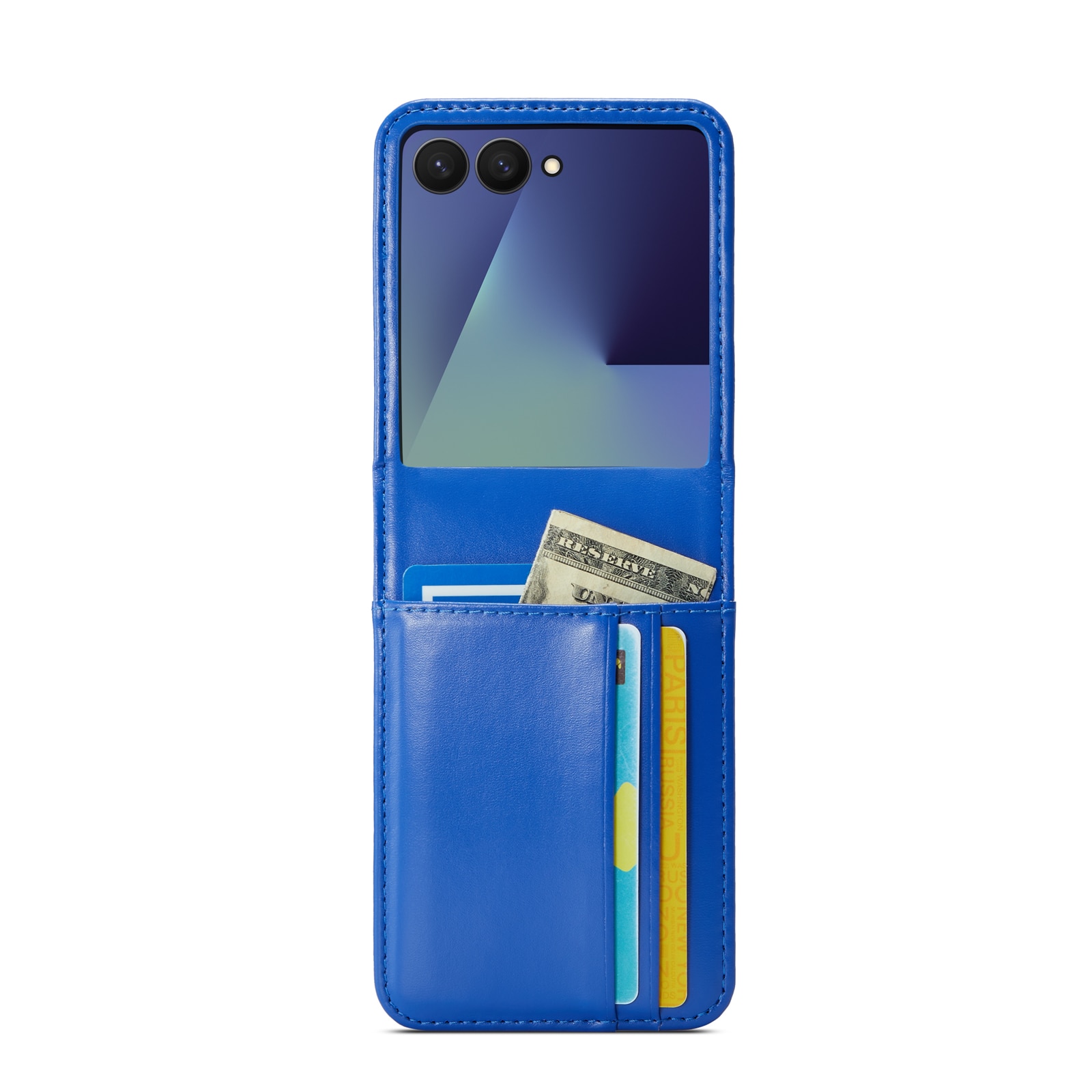 Samsung Galaxy Z Flip 7 Echt lederen hoesje Blauw