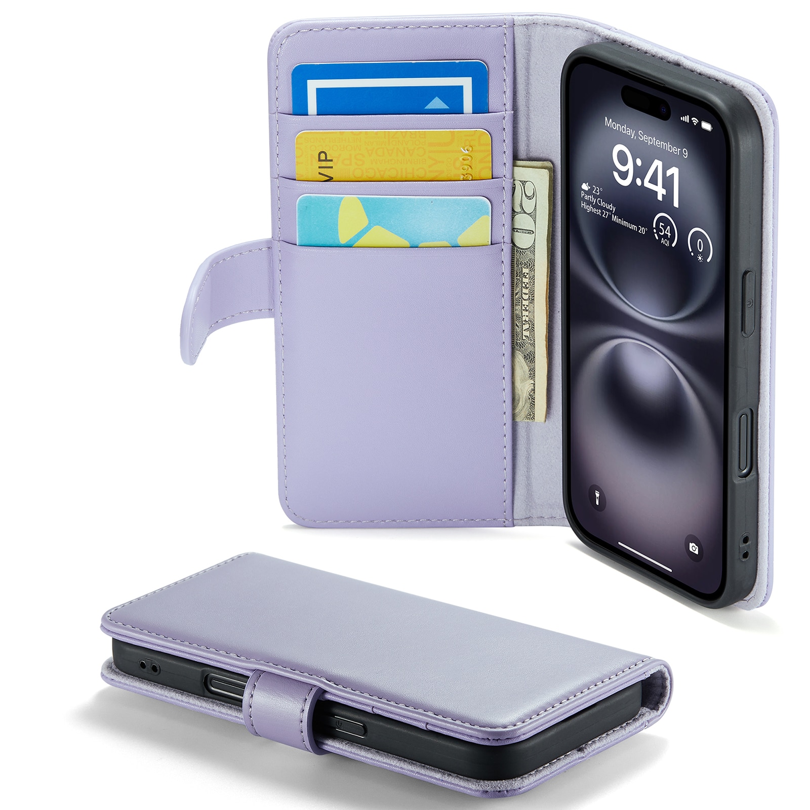 iPhone 16 Echt lederen hoesje Paars