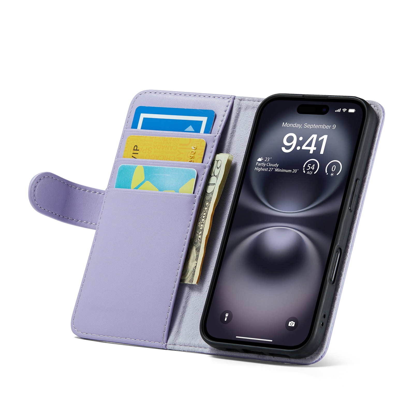 iPhone 16 Echt lederen hoesje Paars