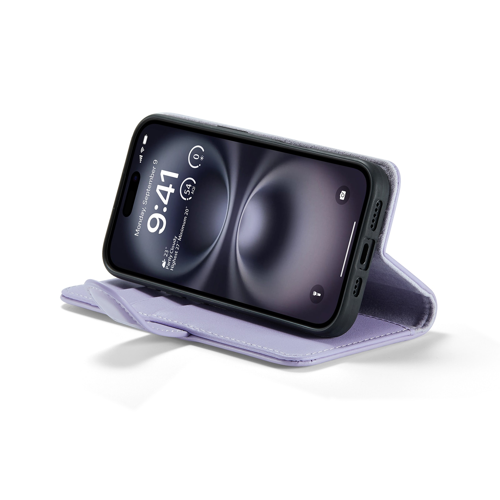 iPhone 16 Echt lederen hoesje Paars