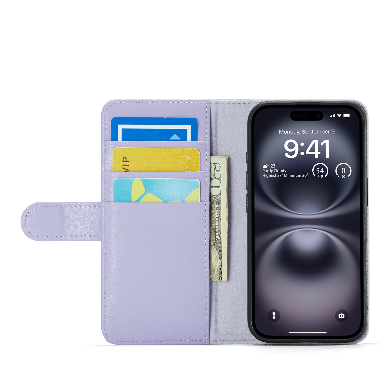 iPhone 16 Echt lederen hoesje Paars