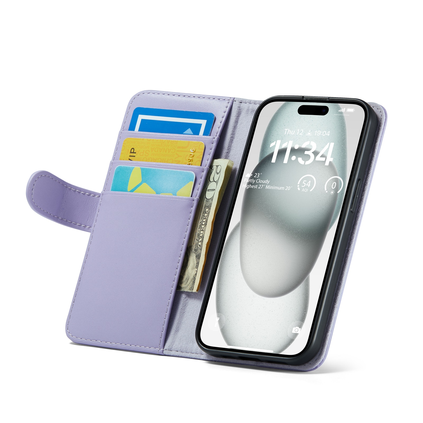 iPhone 13 Echt lederen hoesje Paars